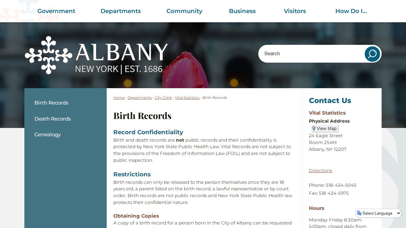 Birth Records | Albany, NY - CivicPlus